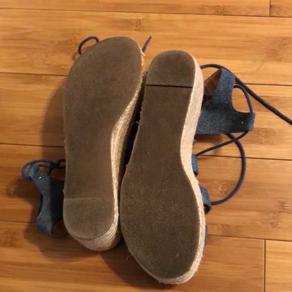 Steve Madden Brayla Denim Fabric Espadrille Wedges Size 9 - Picture 7 of 10